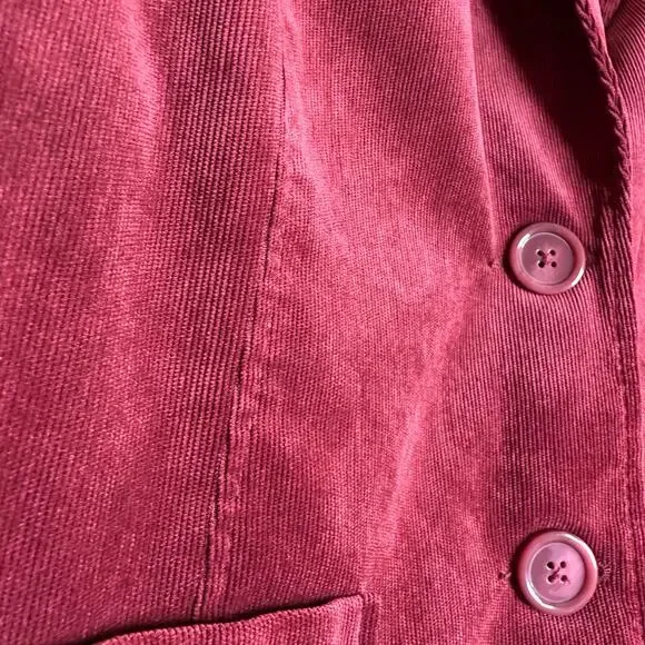 Counterparts Blazer Jacket Womens 12 Burgundy Corduroy Business Dark Academia - Picture 7 of 9